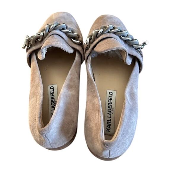 Karl Lagerfeld Paris Lynette Womens Tan Suede Chain Loafer Flats size 7.515 - Picture 3 of 8